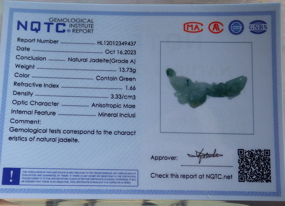 Atestita Glacia Verda Birmo 100% Natura A Jadejadeito pendanta Fenikso Birdo-Persika Koliero 637074 TN