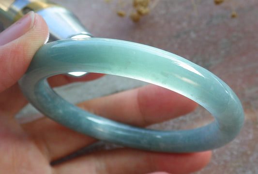 Certified Green Burma 100% Natural A JADE Jadeite Circle Bangle Bracelet 53 mm 手镯 637107  TN