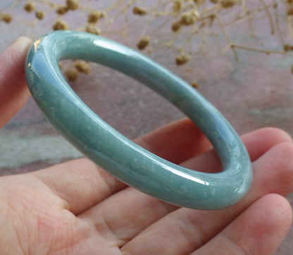 Certified Green Burma 100% Natural A JADE Jadeite Circle Bangle Bracelet 53 mm 手镯 637107  TN
