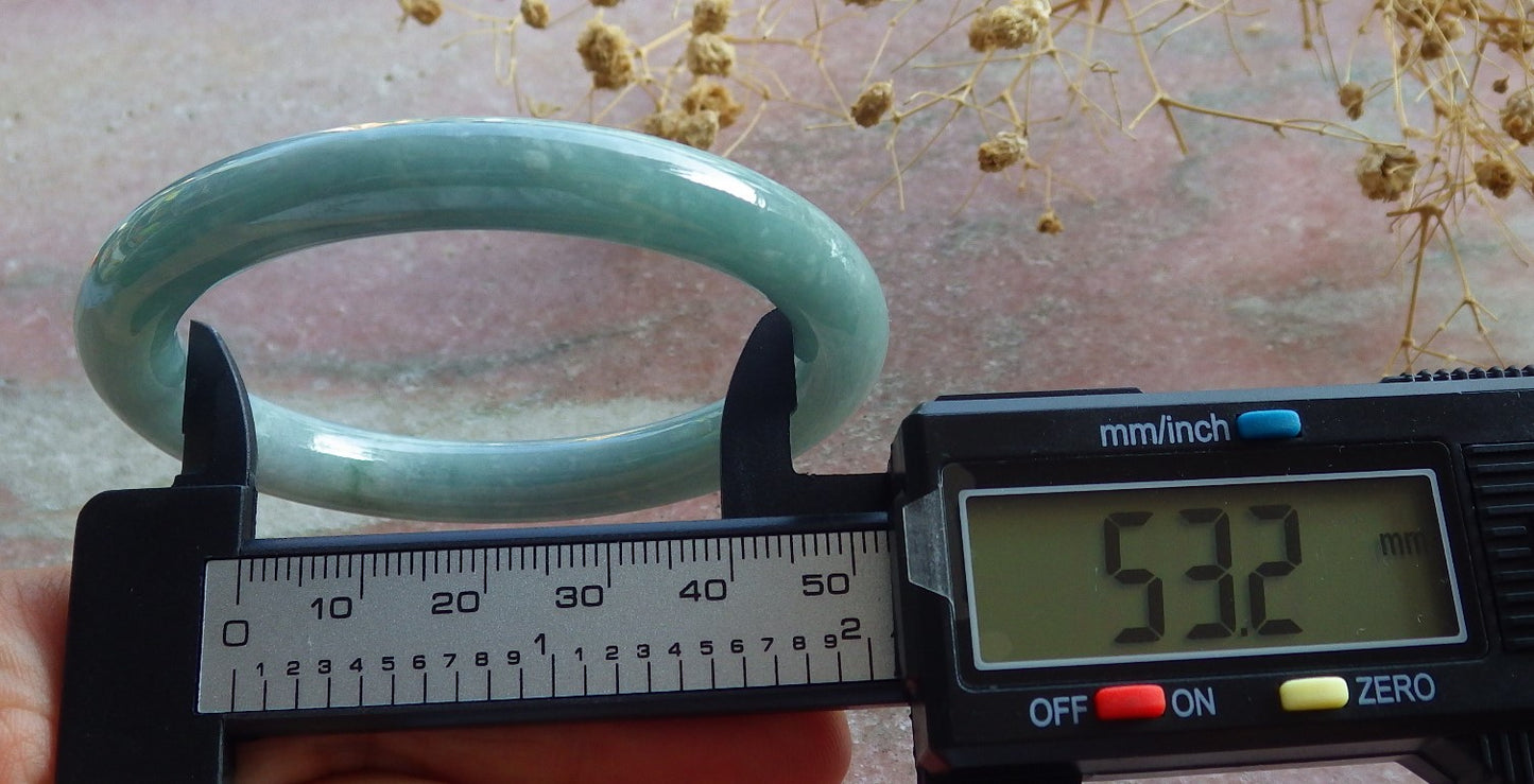 Certified Green Burma 100% Natural A JADE Jadeite Circle Bangle Bracelet 53 mm 手镯 637107  TN