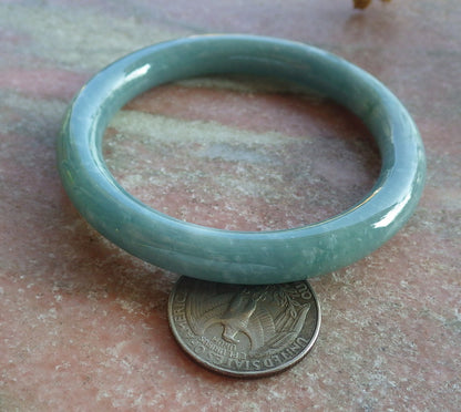 Certified Green Burma 100% Natural A JADE Jadeite Circle Bangle Bracelet 53 mm 手镯 637107  TN