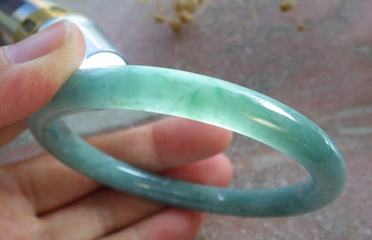 Certified Green Burma 100% Natural A JADE Jadeite Circle Bangle Bracelet 60 mm 手镯 637117  TN