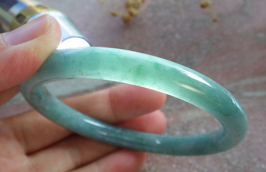 Certified Green Burma 100% Natural A JADE Jadeite Circle Bangle Bracelet 60 mm 手镯 637117  TN