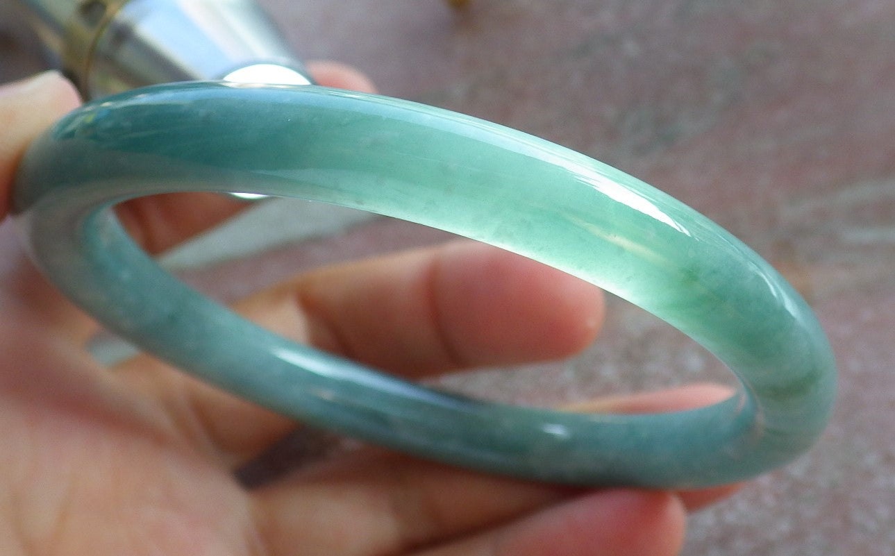 Certified Green Burma 100% Natural A JADE Jadeite Circle Bangle Bracelet 60 mm 手镯 637117  TN