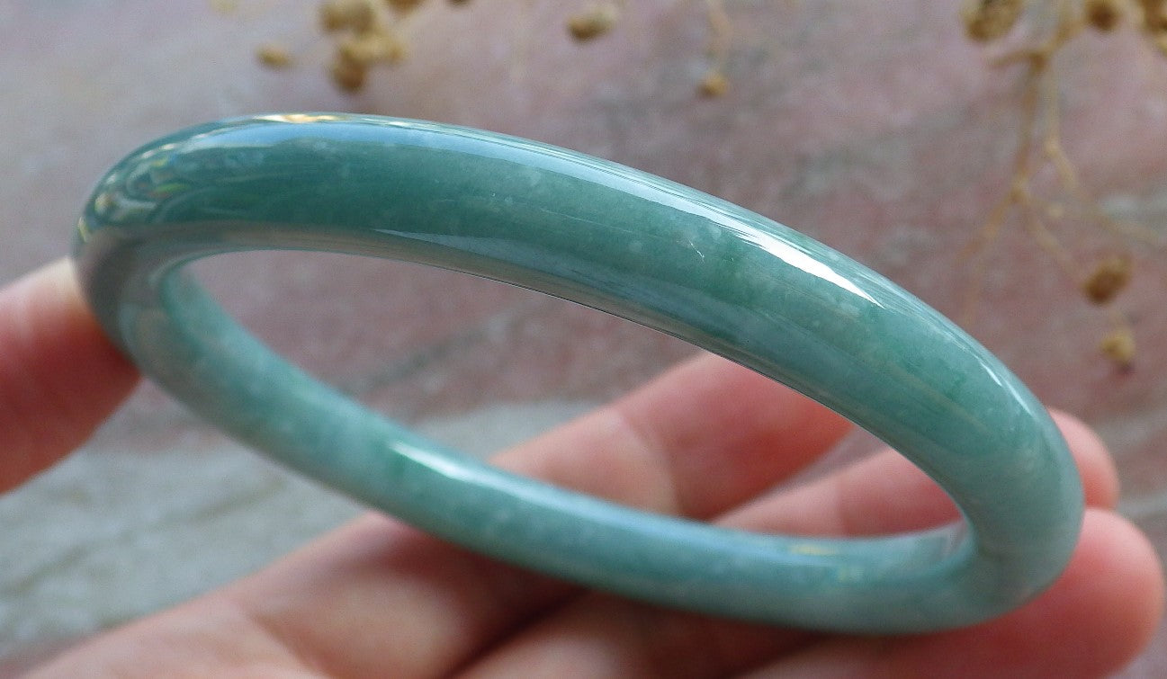 Certified Green Burma 100% Natural A JADE Jadeite Circle Bangle Bracelet 60 mm 手镯 637117  TN