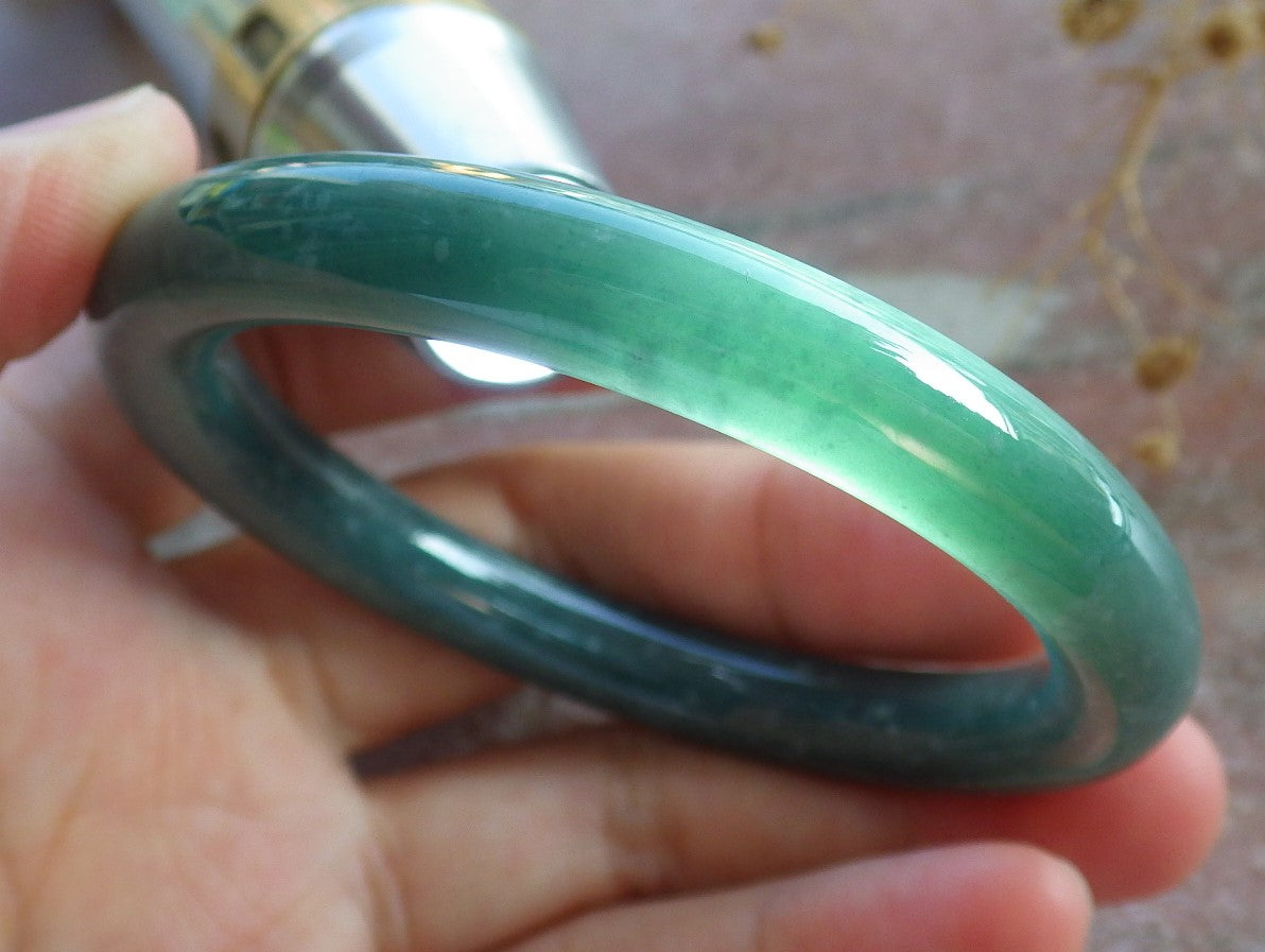 Certified Green Burma 100% Natural A JADE Jadeite Circle Bangle Bracelet 51 mm 手镯 637145  TN