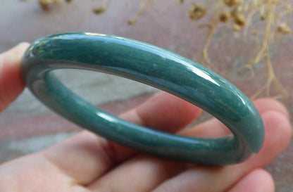 Certified Green Burma 100% Natural A JADE Jadeite Circle Bangle Bracelet 51 mm 手镯 637145  TN