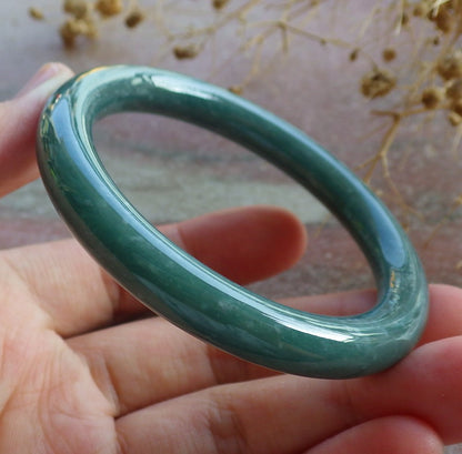 Certified Green Burma 100% Natural A JADE Jadeite Circle Bangle Bracelet 51 mm 手镯 637145  TN