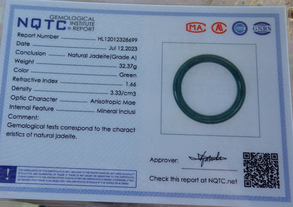 Certified Green Burma 100% Natural A JADE Jadeite Circle Bangle Bracelet 51 mm 手镯 637145  TN