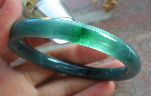Certified Icy Green Burma 100% Natural A JADE Jadeite Circle Bangle Bracelet 56 mm 手镯 637173  TN