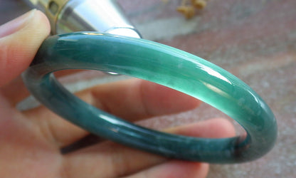 Certified Icy Green Burma 100% Natural A JADE Jadeite Circle Bangle Bracelet 56 mm 手镯 637173  TN
