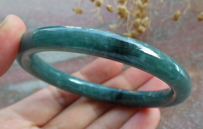 Certified Icy Green Burma 100% Natural A JADE Jadeite Circle Bangle Bracelet 56 mm 手镯 637173  TN