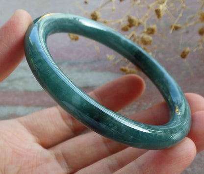 Certified Icy Green Burma 100% Natural A JADE Jadeite Circle Bangle Bracelet 56 mm 手镯 637173  TN