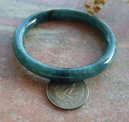Certified Icy Green Burma 100% Natural A JADE Jadeite Circle Bangle Bracelet 56 mm 手镯 637173  TN