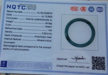 Certified Icy Green Burma 100% Natural A JADE Jadeite Circle Bangle Bracelet 56 mm 手镯 637173  TN