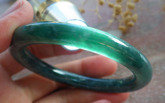 Certified Icy Green Burma 100% Natural A JADE Jadeite Circle Bangle Bracelet 54 mm 手镯 637183  TN