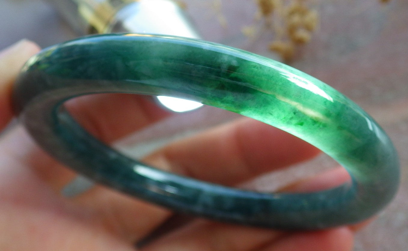 Certified Icy Green Burma 100% Natural A JADE Jadeite Circle Bangle Bracelet 54 mm 手镯 637183  TN