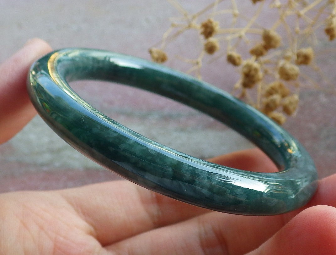 Certified Icy Green Burma 100% Natural A JADE Jadeite Circle Bangle Bracelet 54 mm 手镯 637183  TN