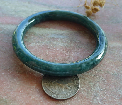 Certified Icy Green Burma 100% Natural A JADE Jadeite Circle Bangle Bracelet 54 mm 手镯 637183  TN