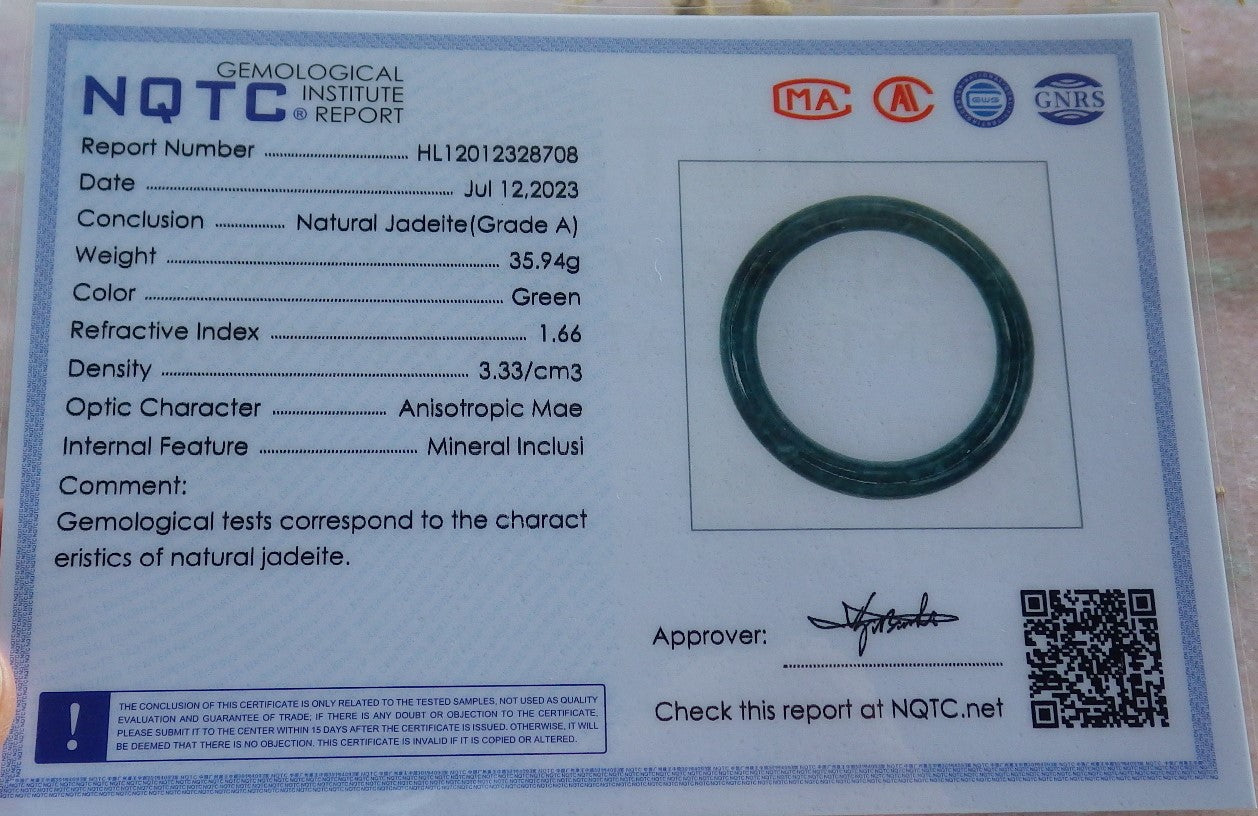 Certified Icy Green Burma 100% Natural A JADE Jadeite Circle Bangle Bracelet 54 mm 手镯 637183  TN