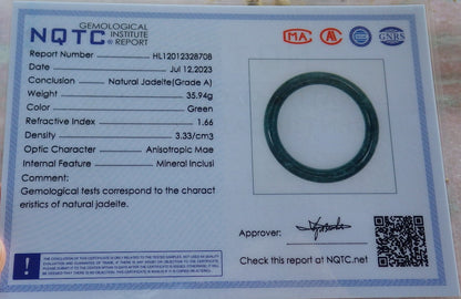 Certified Icy Green Burma 100% Natural A JADE Jadeite Circle Bangle Bracelet 54 mm 手镯 637183  TN