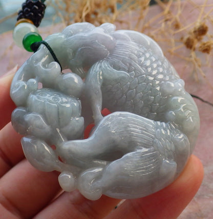 Atestita Verda Pala Lavenda Birmo 100% Natura A Jadejadeito Pengante Drako-Fiŝo Lotusa Flora Koliero 龙鱼 637264 TN