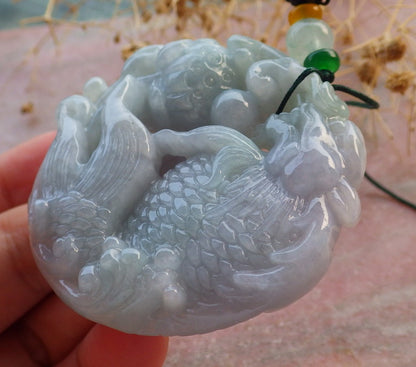 Atestita Verda Pala Lavenda Birmo 100% Natura A Jadejadeito Pengante Drako-Fiŝo Lotusa Flora Koliero 龙鱼 637264 TN