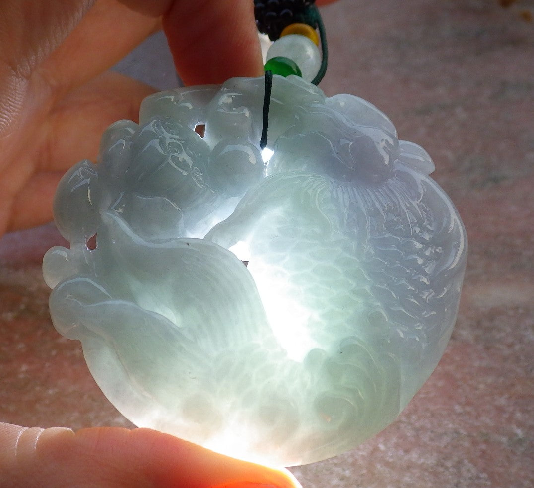 Atestita Verda Pala Lavenda Birmo 100% Natura A Jadejadeito Pengante Drako-Fiŝo Lotusa Flora Koliero 龙鱼 637264 TN