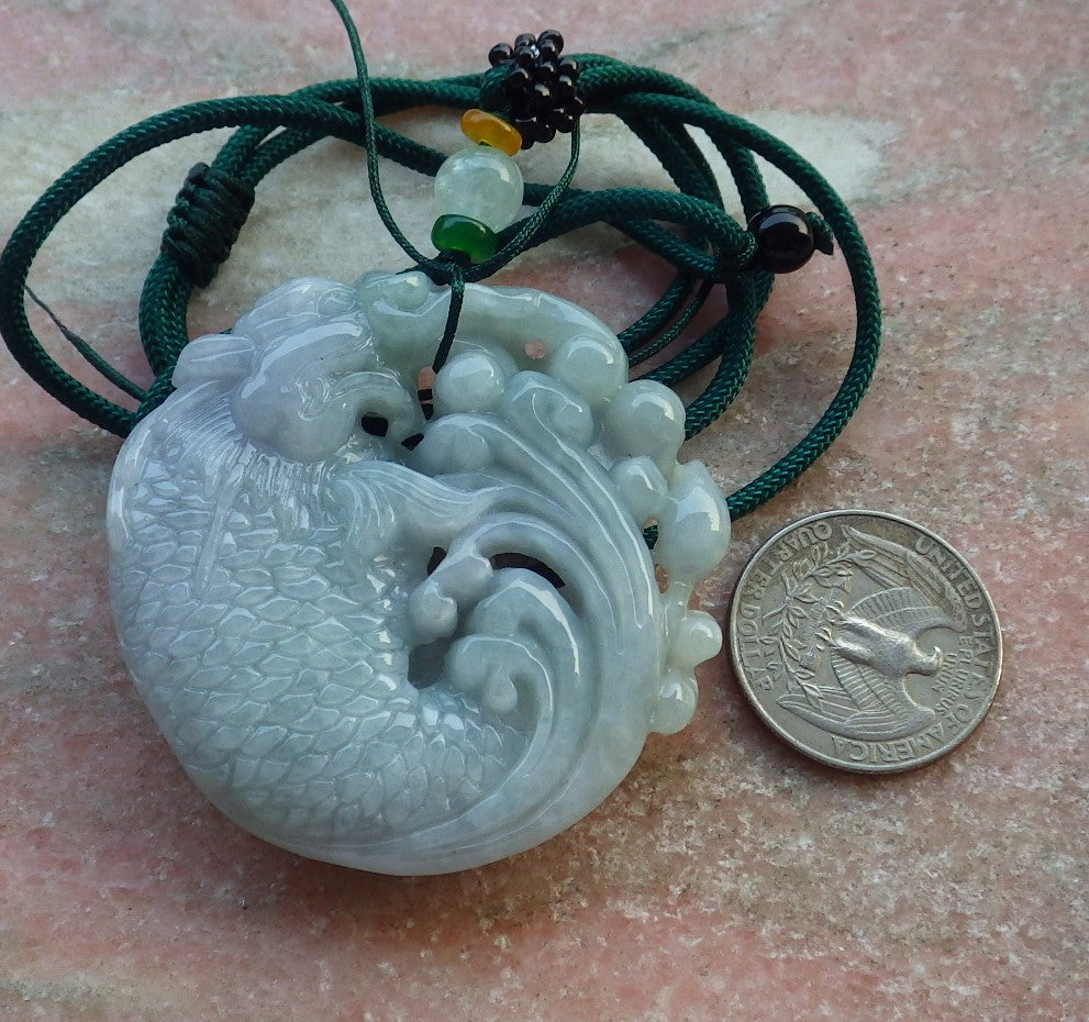 Atestita Verda Pala Lavenda Birmo 100% Natura A Jadejadeito Pengante Drako-Fiŝo Lotusa Flora Koliero 龙鱼 637264 TN