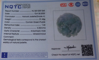 Atestita Verda Pala Lavenda Birmo 100% Natura A Jadejadeito Pengante Drako-Fiŝo Lotusa Flora Koliero 龙鱼 637264 TN