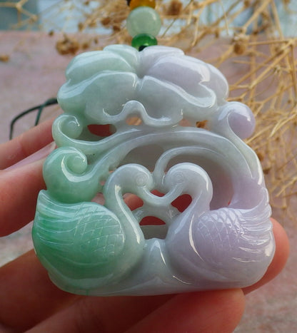 Atestita Verda Pala Lavenda Birmo 100% Natura A Jadejadeito Pendilo Mandarena Anaso Fenikso-Folio-Koliero 鸳鸯 637279 TN