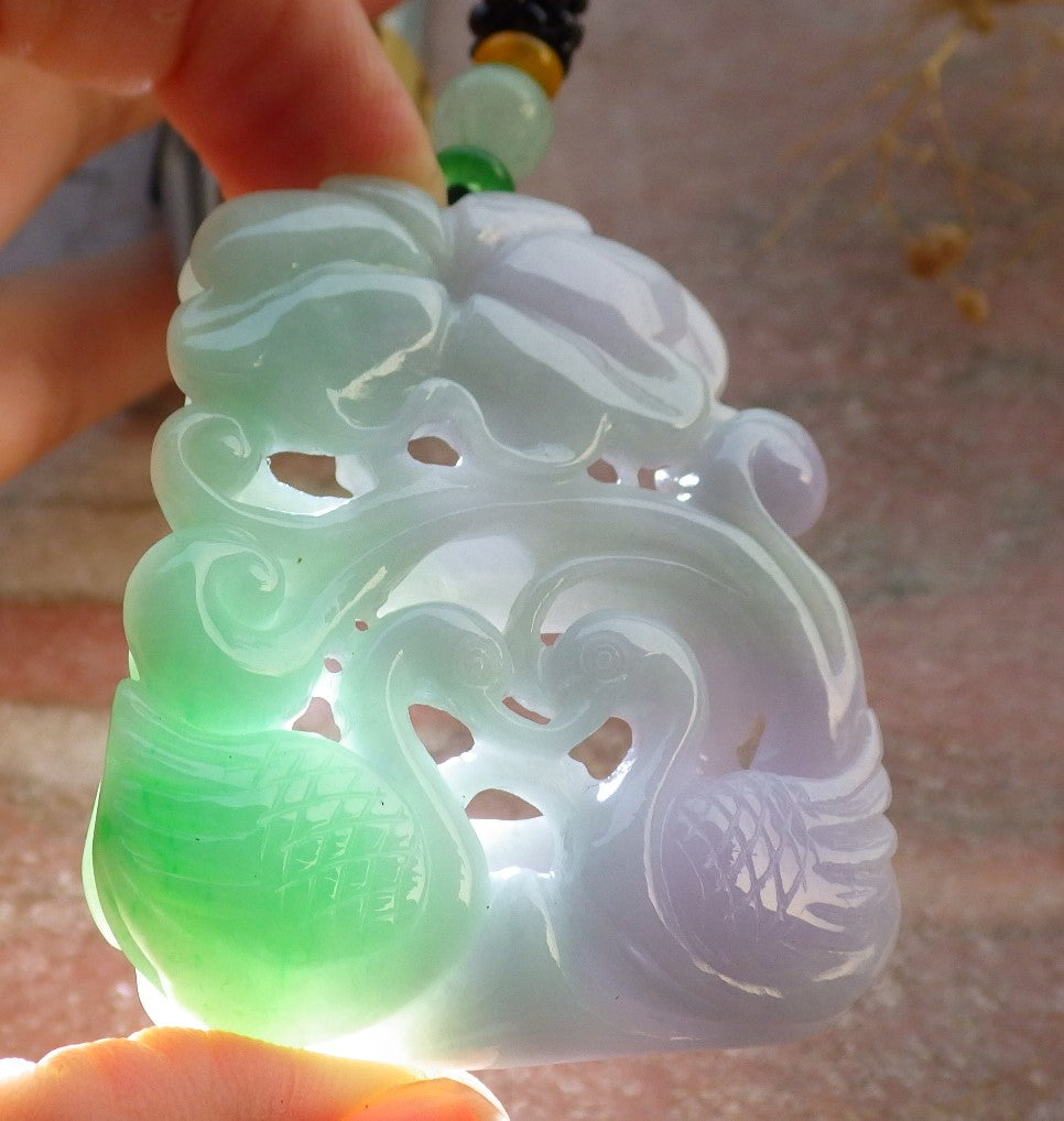 Atestita Verda Pala Lavenda Birmo 100% Natura A Jadejadeito Pendilo Mandarena Anaso Fenikso-Folio-Koliero 鸳鸯 637279 TN