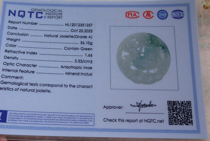 Atestita Verda Birmo 100% Natura A Jadejadeito Pendanta Fenikso Koko Ronda Koliero 招财鸡 637372 TN