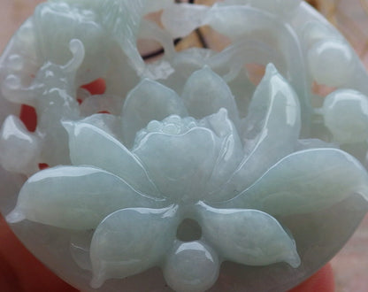 Atestita Verda Birmo 100% Natura A Jadejadeita pendanta Fenikso Birda Flora Koliero 鸟语花香 637398 TN