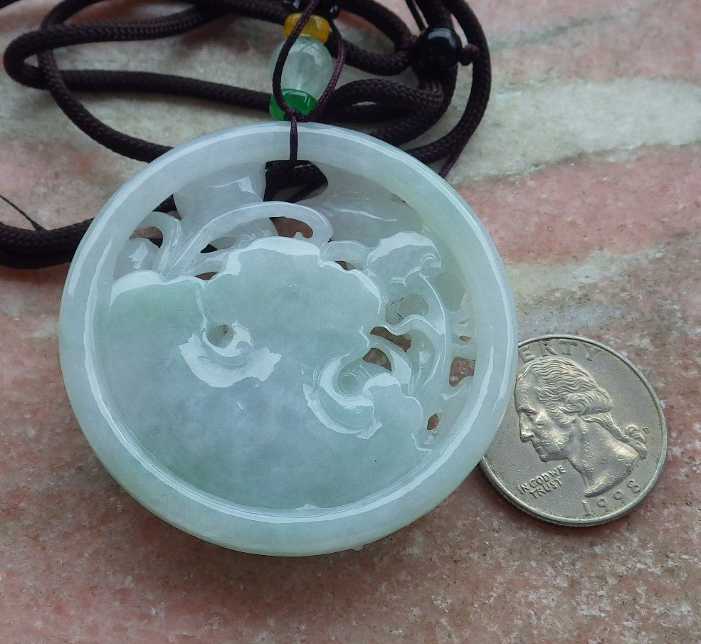 Atestita Verda Birmo 100% Natura A Jadejadeita pendanta Fenikso Birda Flora Koliero 鸟语花香 637398 TN