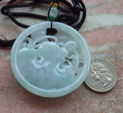 Atestita Verda Birmo 100% Natura A Jadejadeita pendanta Fenikso Birda Flora Koliero 鸟语花香 637398 TN