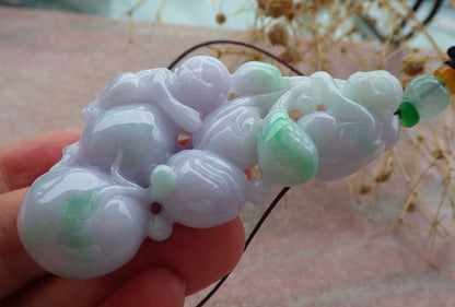 Atestita Verda Pale Pala Lavenda Birmo 100% Natura Jadeja Pendanta Simio-Persika Kukurbo-Koliero 猴子 637407 TN
