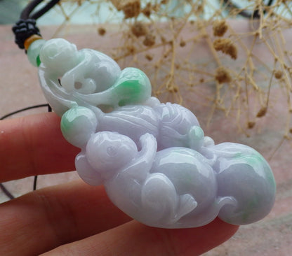 Atestita Verda Pale Pala Lavenda Birmo 100% Natura Jadeja Pendanta Simio-Persika Kukurbo-Koliero 猴子 637407 TN