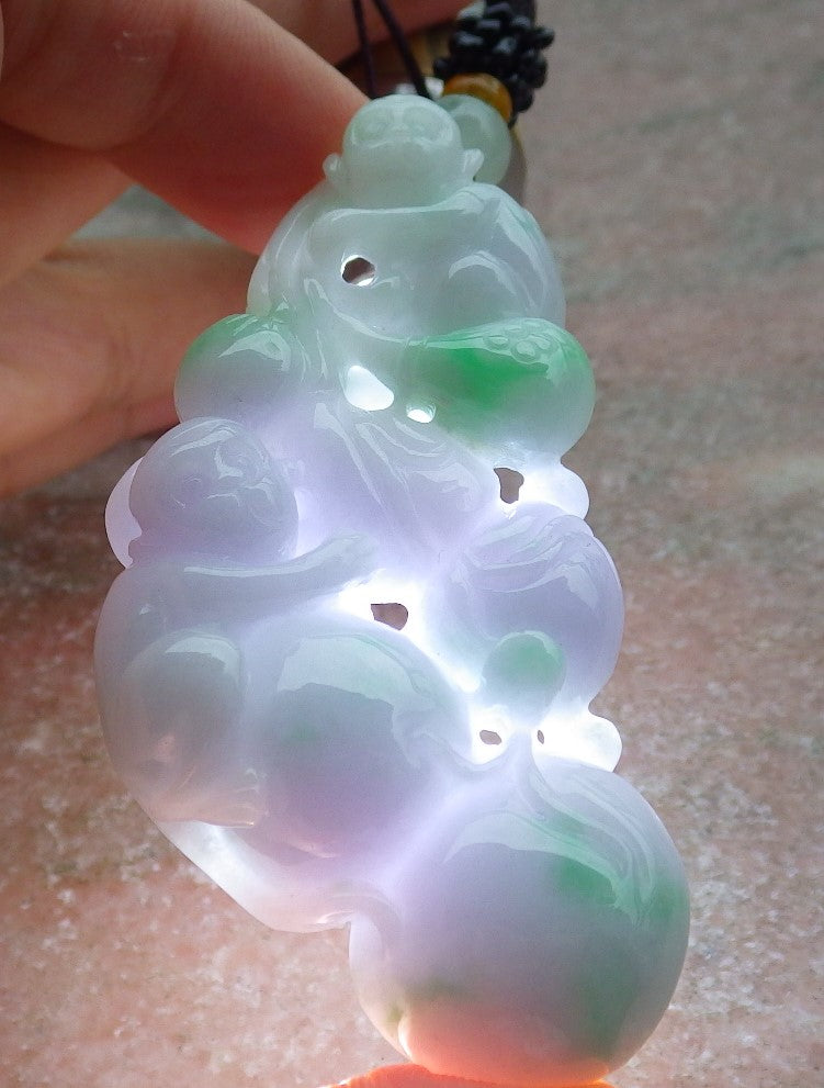 Atestita Verda Pale Pala Lavenda Birmo 100% Natura Jadeja Pendanta Simio-Persika Kukurbo-Koliero 猴子 637407 TN