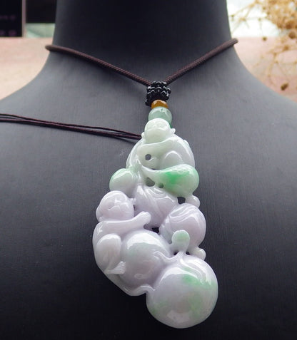 Atestita Verda Pale Pala Lavenda Birmo 100% Natura Jadeja Pendanta Simio-Persika Kukurbo-Koliero 猴子 637407 TN