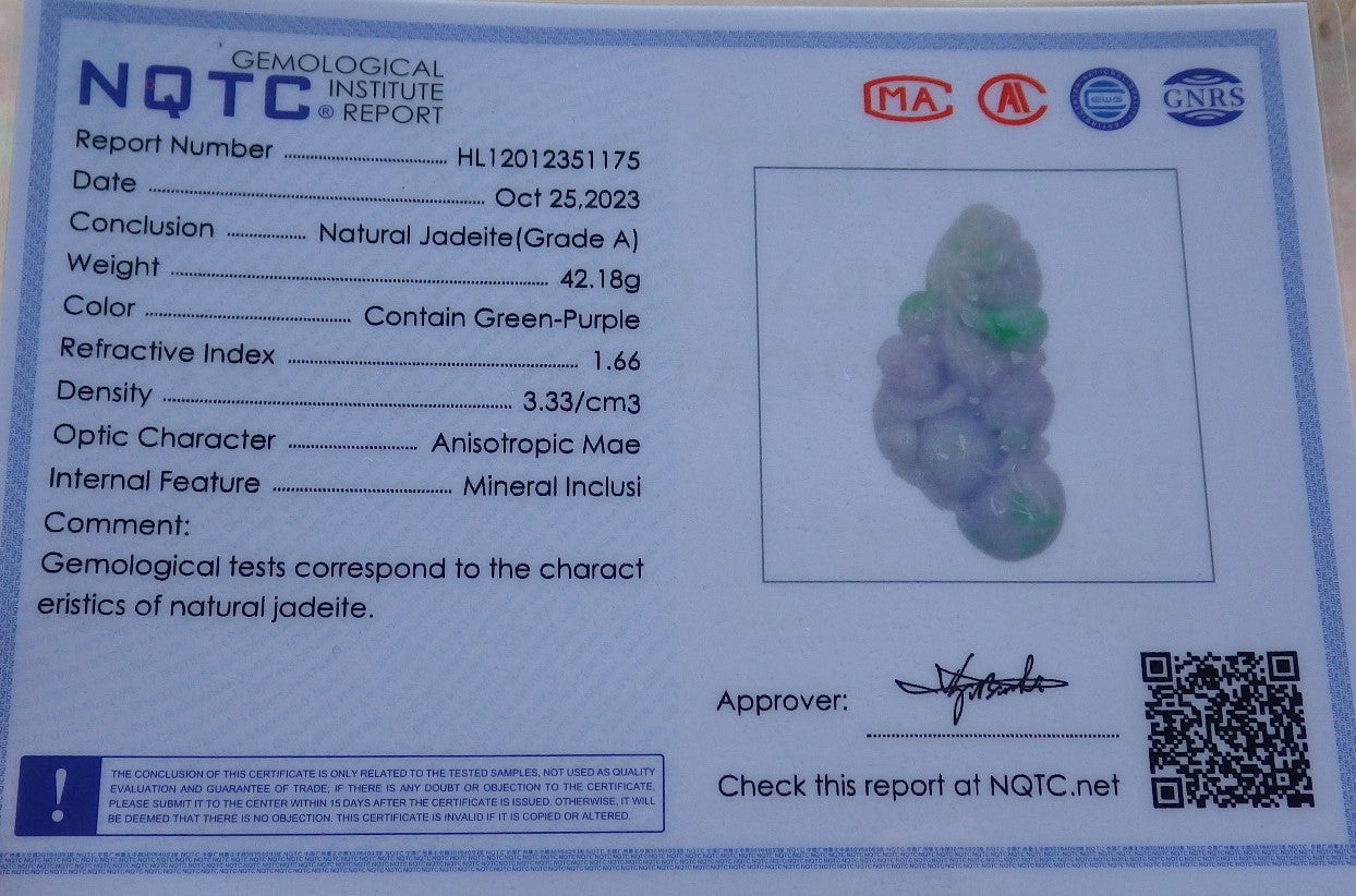 Atestita Verda Pale Pala Lavenda Birmo 100% Natura Jadeja Pendanta Simio-Persika Kukurbo-Koliero 猴子 637407 TN