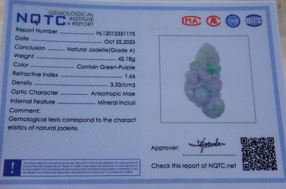 Atestita Verda Pale Pala Lavenda Birmo 100% Natura Jadeja Pendanta Simio-Persika Kukurbo-Koliero 猴子 637407 TN