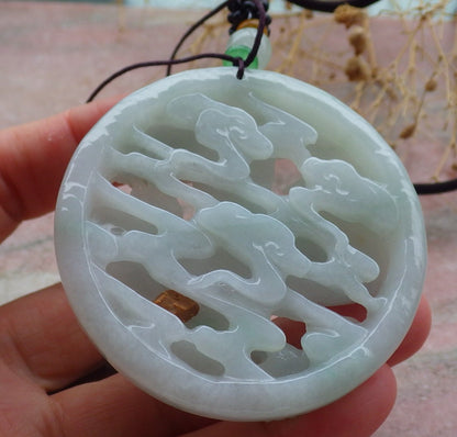 Atestita Verda Birmo 100% Natura A Jadejadeita Pendanta Fenikso-Flora Koliero 凤凰 637415 TN