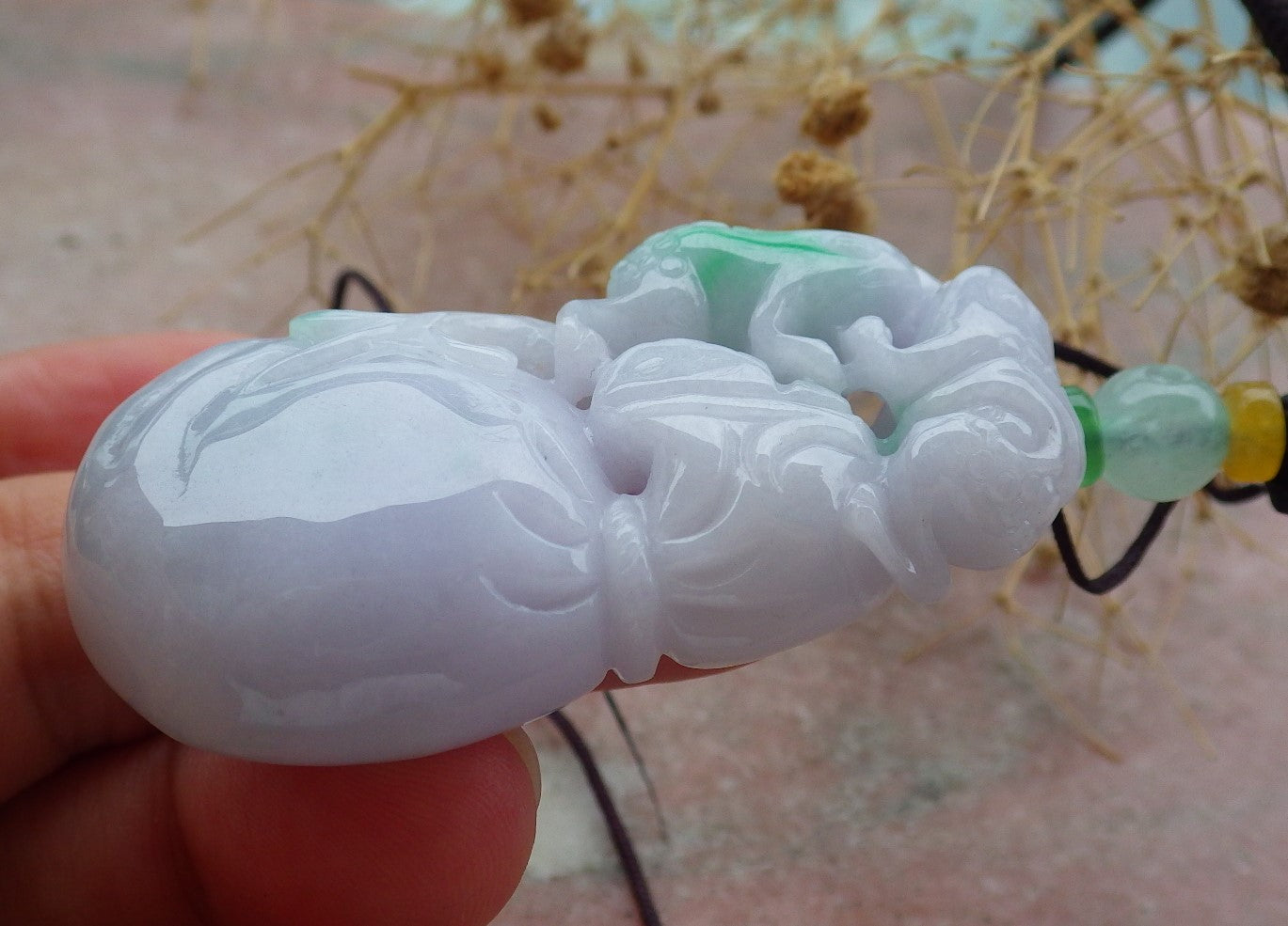 Atestita Verda Pala Lavenda Birmo 100% Natura Jado Jadeito Pendumaĵo Rano Bufo Mona Sako Yuan Bao Koliero 招财蟾 637432 TN