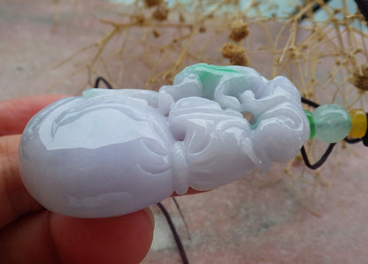 Atestita Verda Pala Lavenda Birmo 100% Natura Jado Jadeito Pendumaĵo Rano Bufo Mona Sako Yuan Bao Koliero 招财蟾 637432 TN