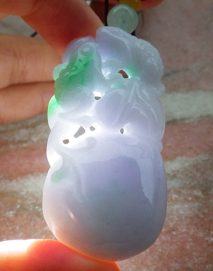 Atestita Verda Pala Lavenda Birmo 100% Natura Jado Jadeito Pendumaĵo Rano Bufo Mona Sako Yuan Bao Koliero 招财蟾 637432 TN