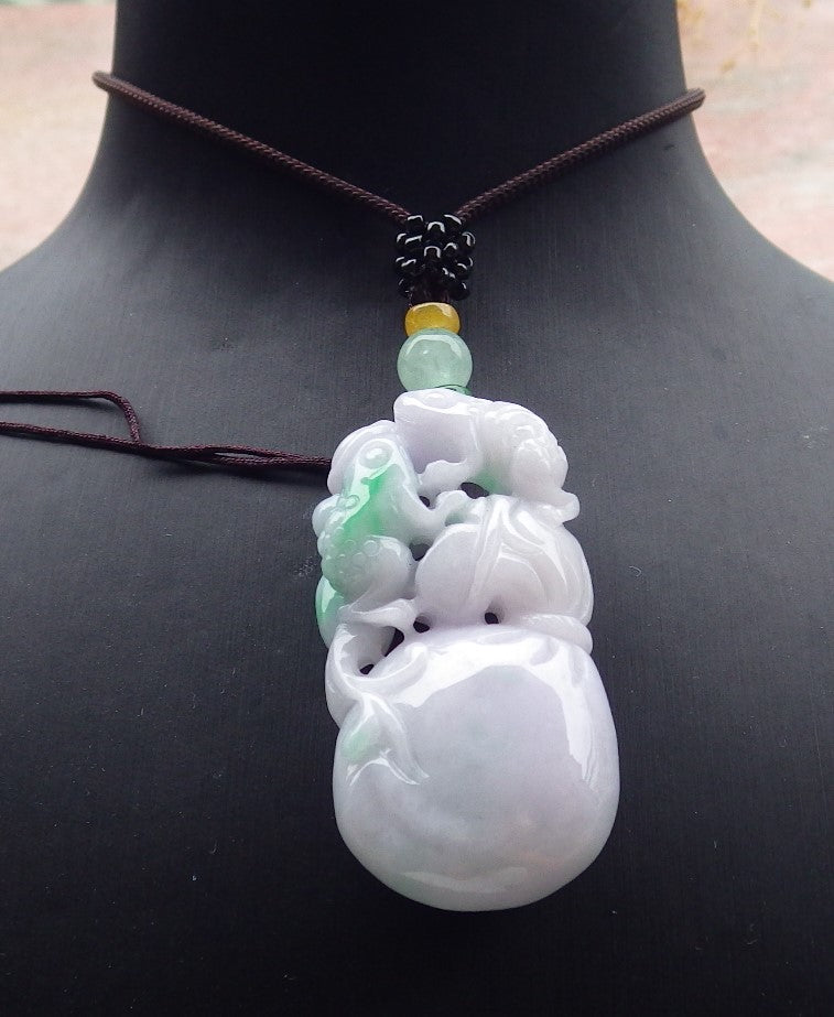 Atestita Verda Pala Lavenda Birmo 100% Natura Jado Jadeito Pendumaĵo Rano Bufo Mona Sako Yuan Bao Koliero 招财蟾 637432 TN