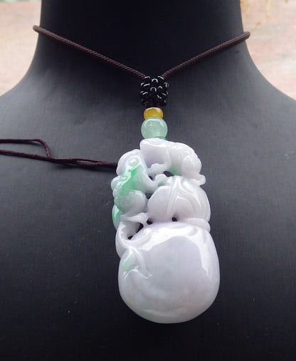 Atestita Verda Pala Lavenda Birmo 100% Natura Jado Jadeito Pendumaĵo Rano Bufo Mona Sako Yuan Bao Koliero 招财蟾 637432 TN