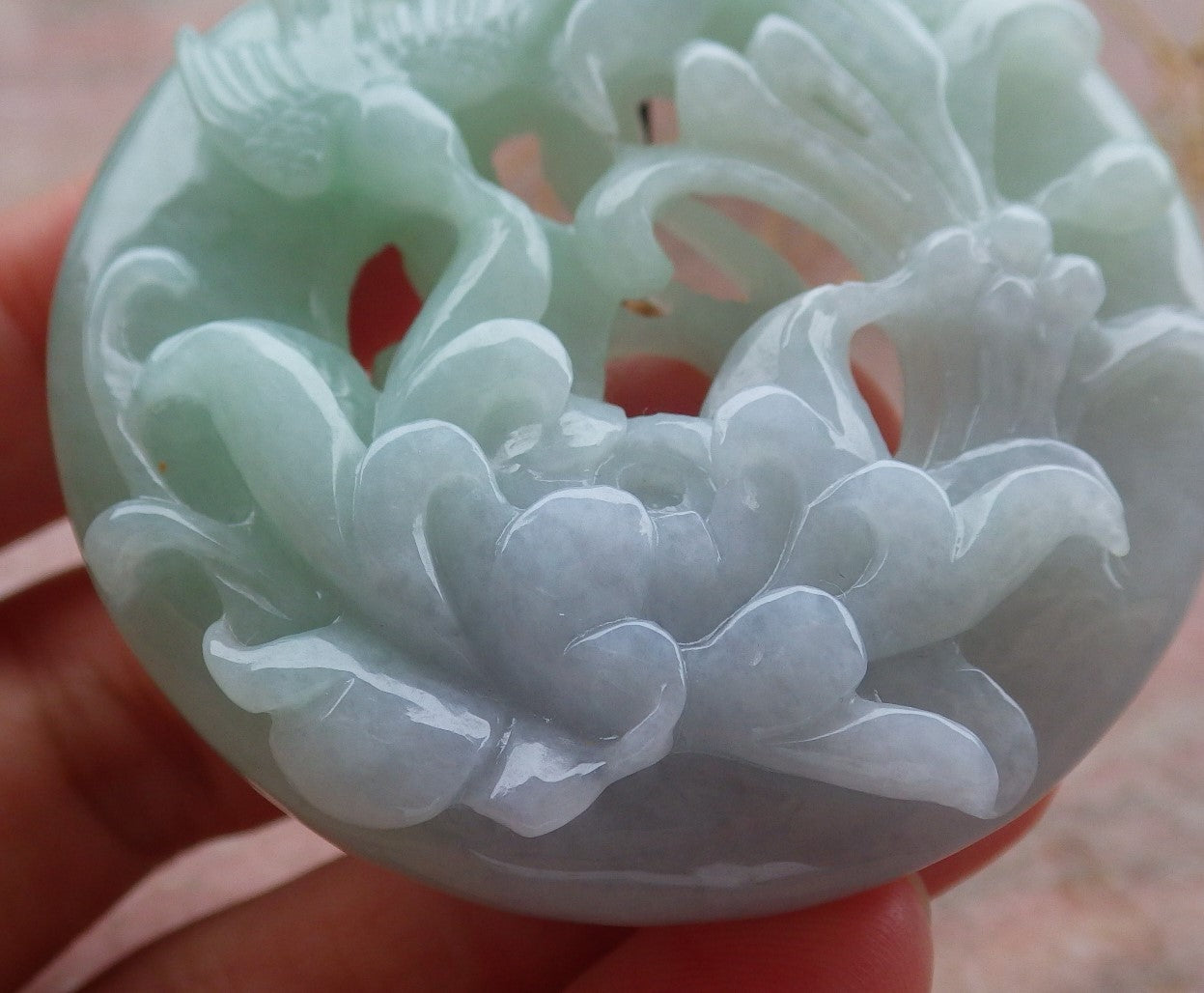 Atestita Verda Pala Lavenda Birmo 100% Natura A Jadejadeita Pendilo Fenikso Birda Flora Koliero 鸟语花香 637468 TN