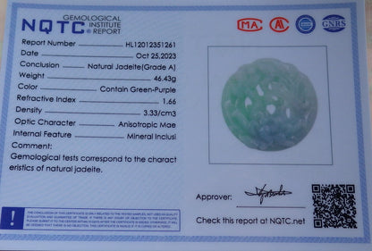 Atestita Verda Pala Lavenda Birmo 100% Natura A Jadejadeita Pendilo Fenikso Birda Flora Koliero 鸟语花香 637468 TN